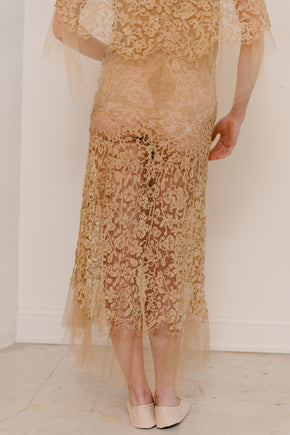 Early 1900s cutwork lace + net gown