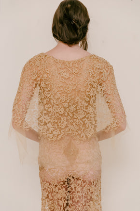 Early 1900s cutwork lace + net gown