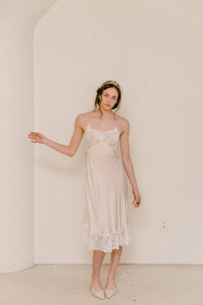 1930s French trousseau bow slip silk lace
