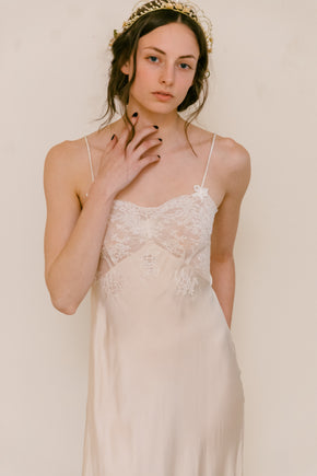 1930s French trousseau bow slip silk lace