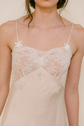 1930s French trousseau bow slip silk lace