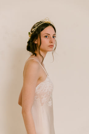1930s French trousseau bow slip silk lace