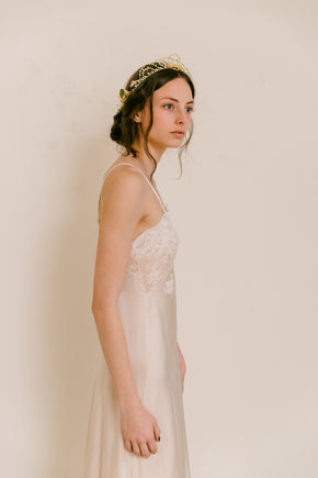 1930s French trousseau bow slip silk lace