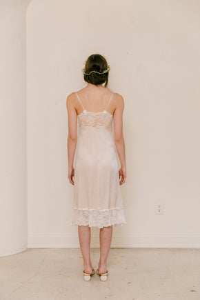 1930s French trousseau bow slip silk lace