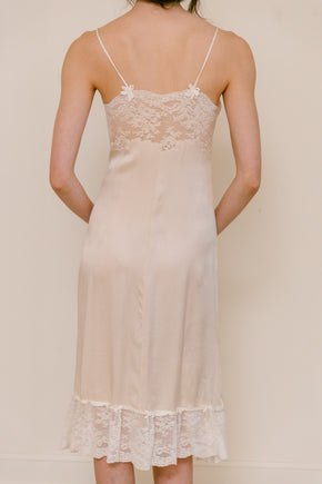 1930s French trousseau bow slip silk lace
