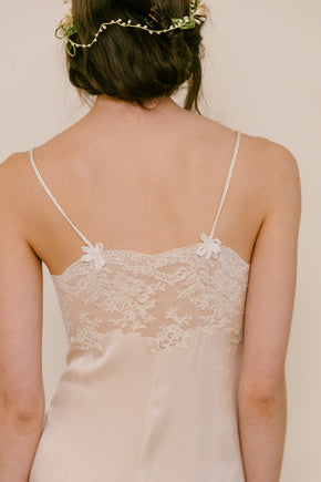 1930s French trousseau bow slip silk lace