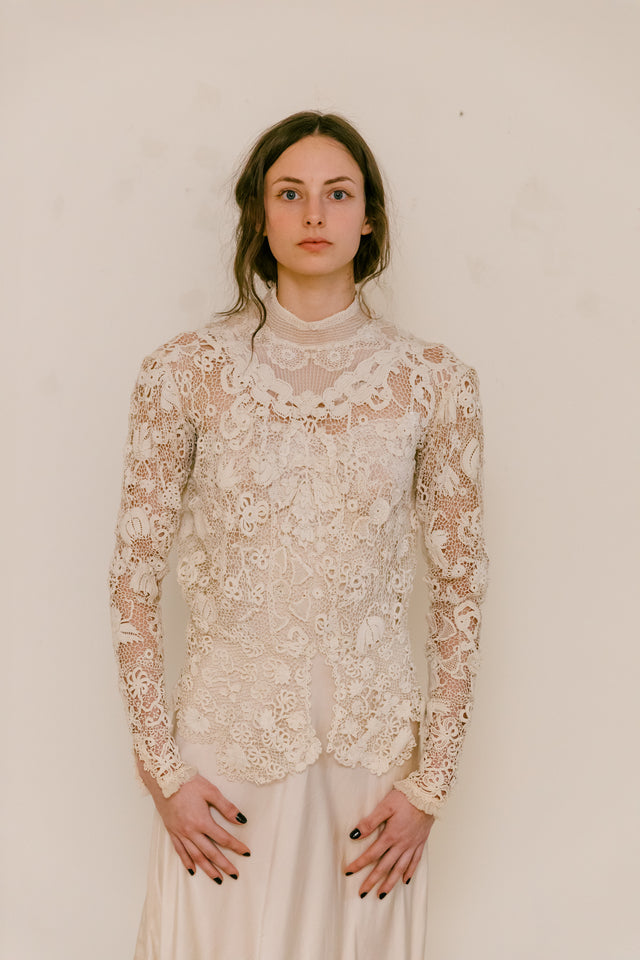 1910s Irish crochet blouse