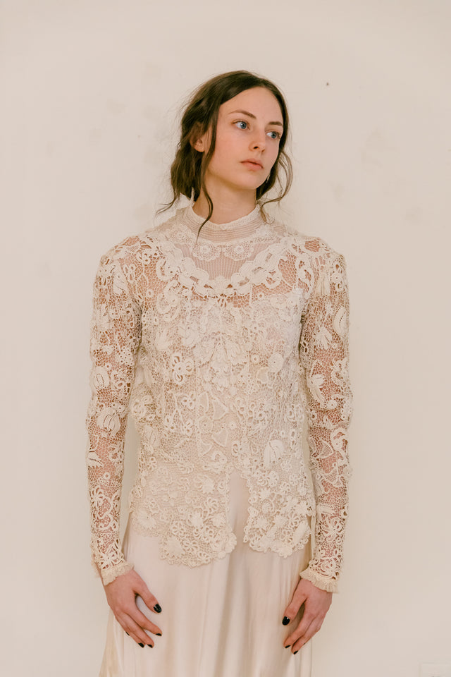 1910s Irish crochet blouse