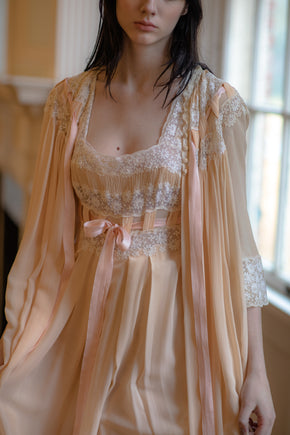 1940s crepe chiffon peignoir set