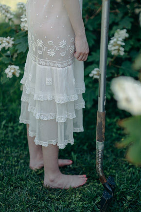 Antique 1920s embroidered french net dress