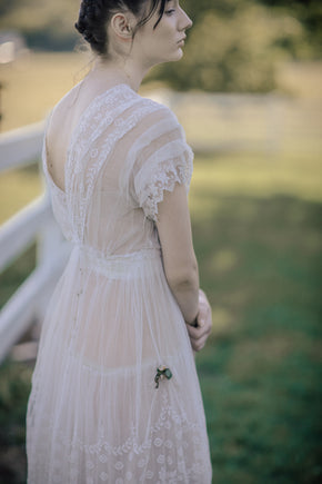 Antique 1900s tiered french lace dress