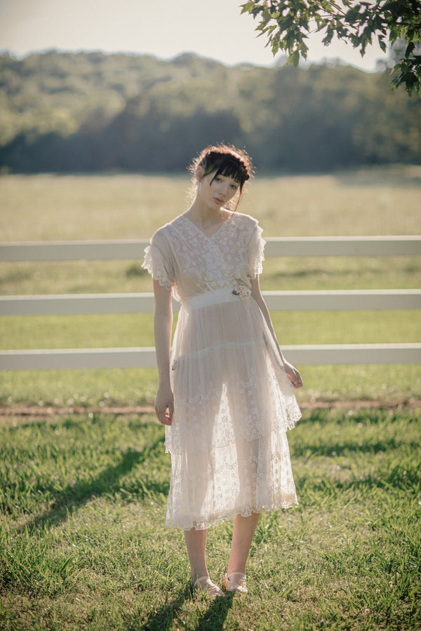 Antique 1900s tiered french lace dress Devore Vintage Antique 1900s tiered french lace dress Devore Vintage