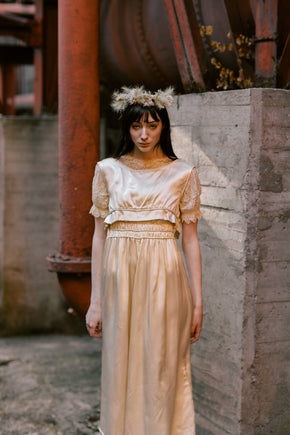 Edwardian silk lace wedding gown