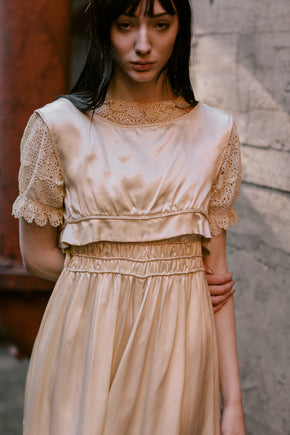 Edwardian silk lace wedding gown