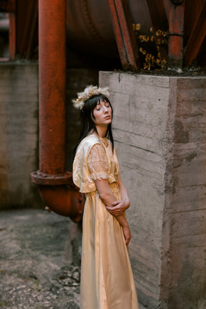 Edwardian silk lace wedding gown