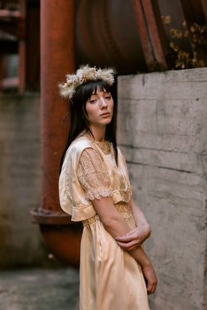 Edwardian silk lace wedding gown