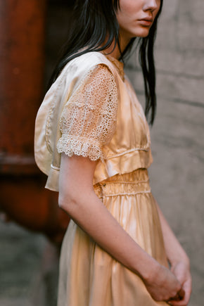 Edwardian silk lace wedding gown