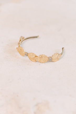 1940s Miriam Haskell guilt gold leaf headpiece