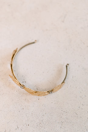 1940s Miriam Haskell guilt gold leaf headpiece