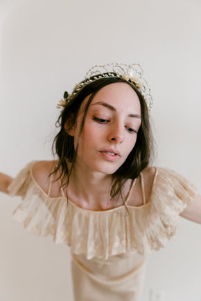 1920s wax seed pearl flower crown