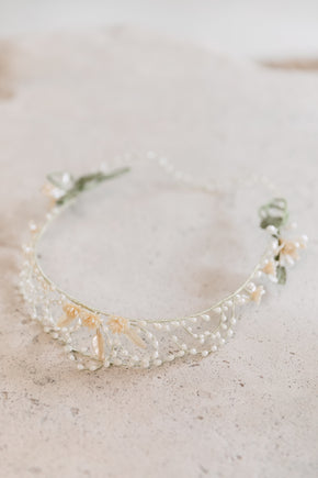 1920s wax seed pearl flower crown