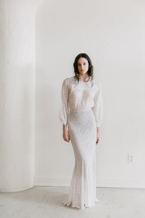 1930s ivory lace gown