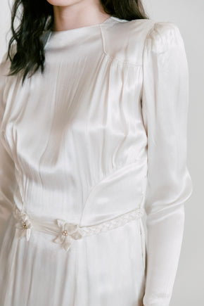 1940s silk satin with flowers