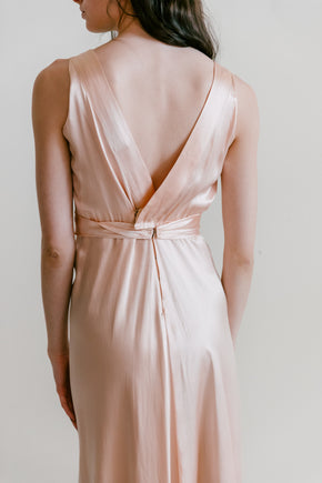 1930s ballet pink liquid satin gown