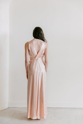 1930s ballet pink liquid satin gown