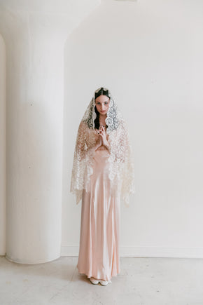 1930s ballet pink liquid satin gown