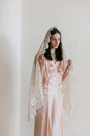 1930s ballet pink liquid satin gown