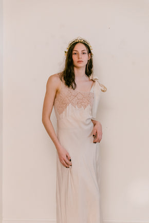 1930s French silk asymmetrical lace dress