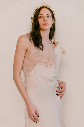 1930s French silk asymmetrical lace dress