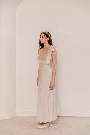 1930s French silk asymmetrical lace dress