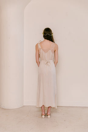 1930s French silk asymmetrical lace dress