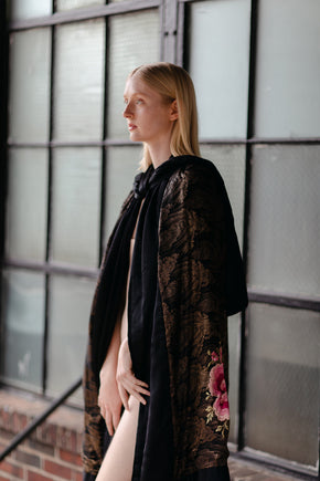 1920s silk lamè floral opera cape