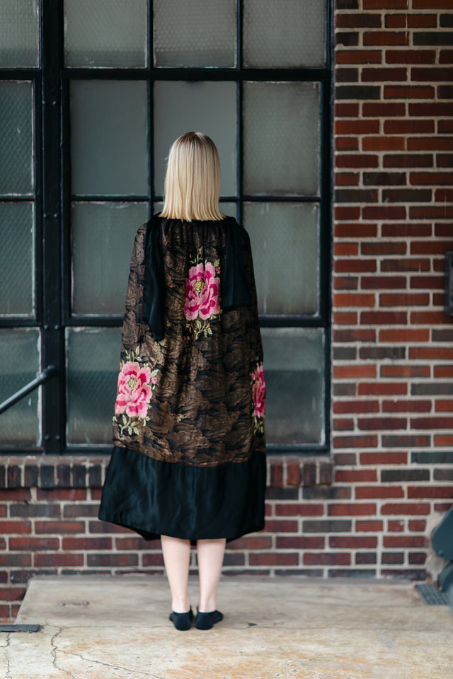 1920s silk lamè floral opera cape