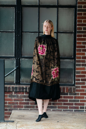 1920s silk lamè floral opera cape