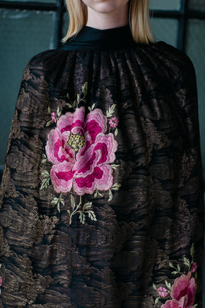1920s silk lamè floral opera cape
