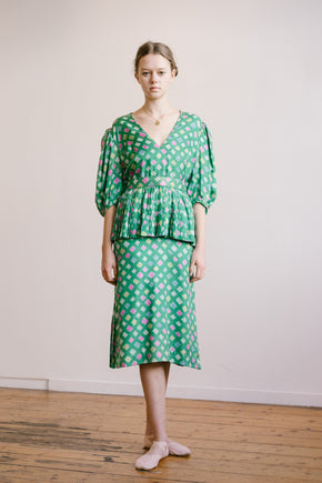 Vintage printed silk dress