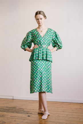 Vintage printed silk dress