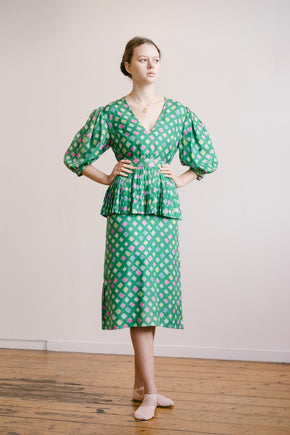 Vintage printed silk dress