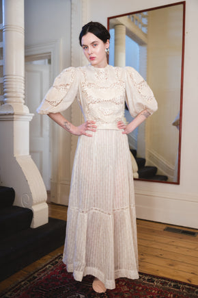 Edwardian printed cotton lace skirt