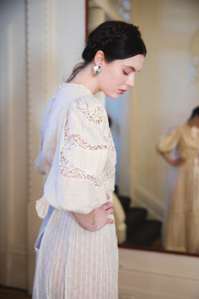 Edwardian printed cotton lace skirt