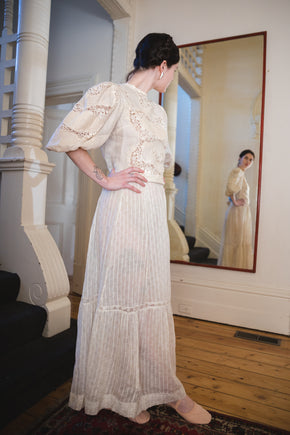 Edwardian printed cotton lace skirt
