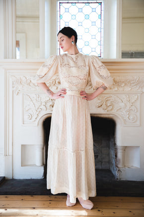Edwardian printed cotton lace skirt