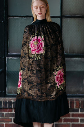 1920s silk lamè floral opera cape