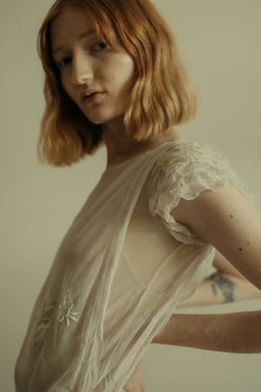 1920s French embroidered tulle dress