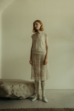 1920s French embroidered tulle dress