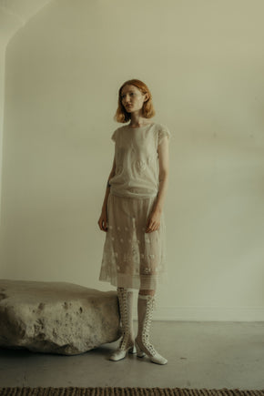 1920s French embroidered tulle dress